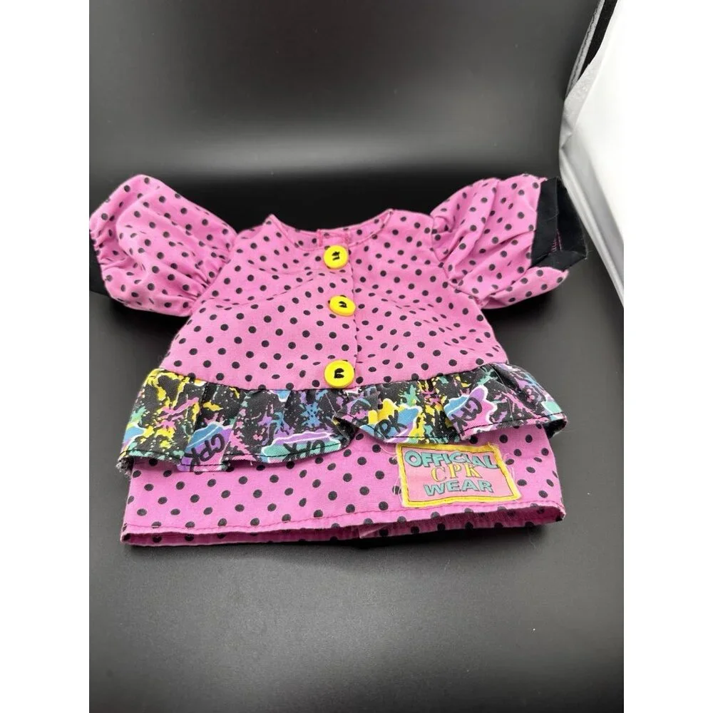 Vtg Cabbage Patch Kids Doll Designer Line Pink Polka‎ Dot Dress Transitional